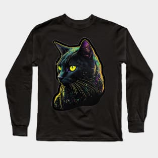 Black Cat Portrait Long Sleeve T-Shirt